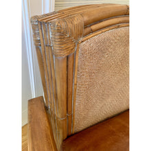 Load image into Gallery viewer, Vintage Bamboo Rattan &amp; Leather Lounge Arm Chair-Chairs-Antique Warehouse