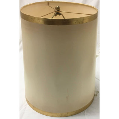 Vintage Cylinder Cream Lampshade with Gold Trim | Large-Lampshade-Antique Warehouse