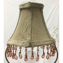 Load image into Gallery viewer, Vintage Fabric Tapered Clip-on Bell Lampshade with Pink Crystals | Small | 6&quot; Tall-Lampshade-Antique Warehouse