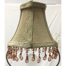 Load image into Gallery viewer, Vintage Fabric Tapered Clip-on Bell Lampshade with Pink Crystals | Small | 6&quot; Tall-Lampshade-Antique Warehouse