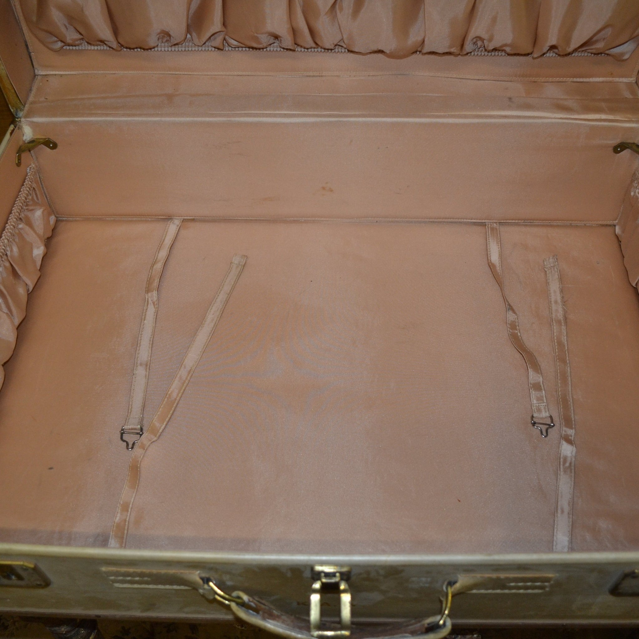 Early 20th Century Vintage Hartman Skymate Tan Hard Case Leather Suitcase  Luggage - 3 Pc Set
