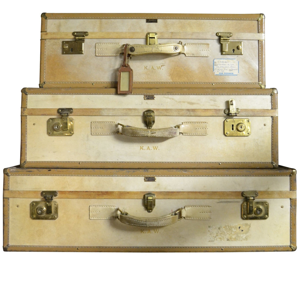 Vintage Leather Hartmann Suitcases Set of 3 Antique Warehouse