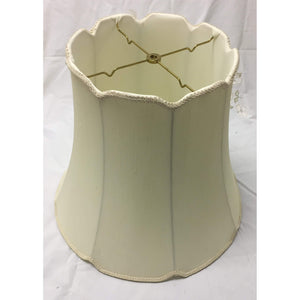 Vintage Mid Century Modern Scallop Bell Silk Lined Lampshade | Cream | Large - 18.5"W x 15.5"H-Lampshade-Antique Warehouse