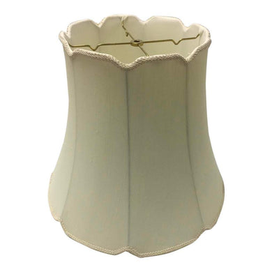 Vintage Mid Century Modern Scallop Bell Silk Lined Lampshade | Cream | Large - 18.5