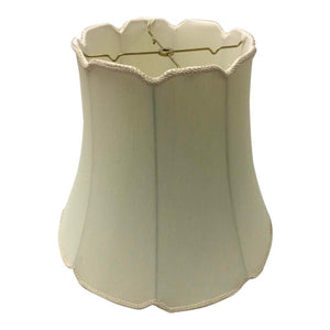 Vintage Mid Century Modern Scallop Bell Silk Lined Lampshade | Cream | Large - 18.5"W x 15.5"H-Lampshade-Antique Warehouse