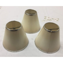 Load image into Gallery viewer, Vintage Mini Clip-on Empire Lampshades, Cream with Silver painted trim-Lampshade-Antique Warehouse