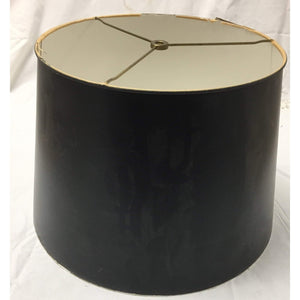 Vintage Round Black Classic Drum Lampshade | Medium | 15"W x 10"H-Lampshade-Antique Warehouse