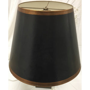 Vintage Round Black Tapered Drum Lampshade with Gold Trim | Large-Lampshade-Antique Warehouse