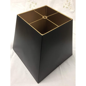 Vintage Square Black Lampshade With Gold Interior - 11"W X 10"H-Lampshade-Antique Warehouse