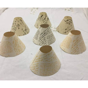 Vintage Trudie Wright Parchment Paper Single Light Empire Candle Shades - Set of 7-Lampshade-Antique Warehouse